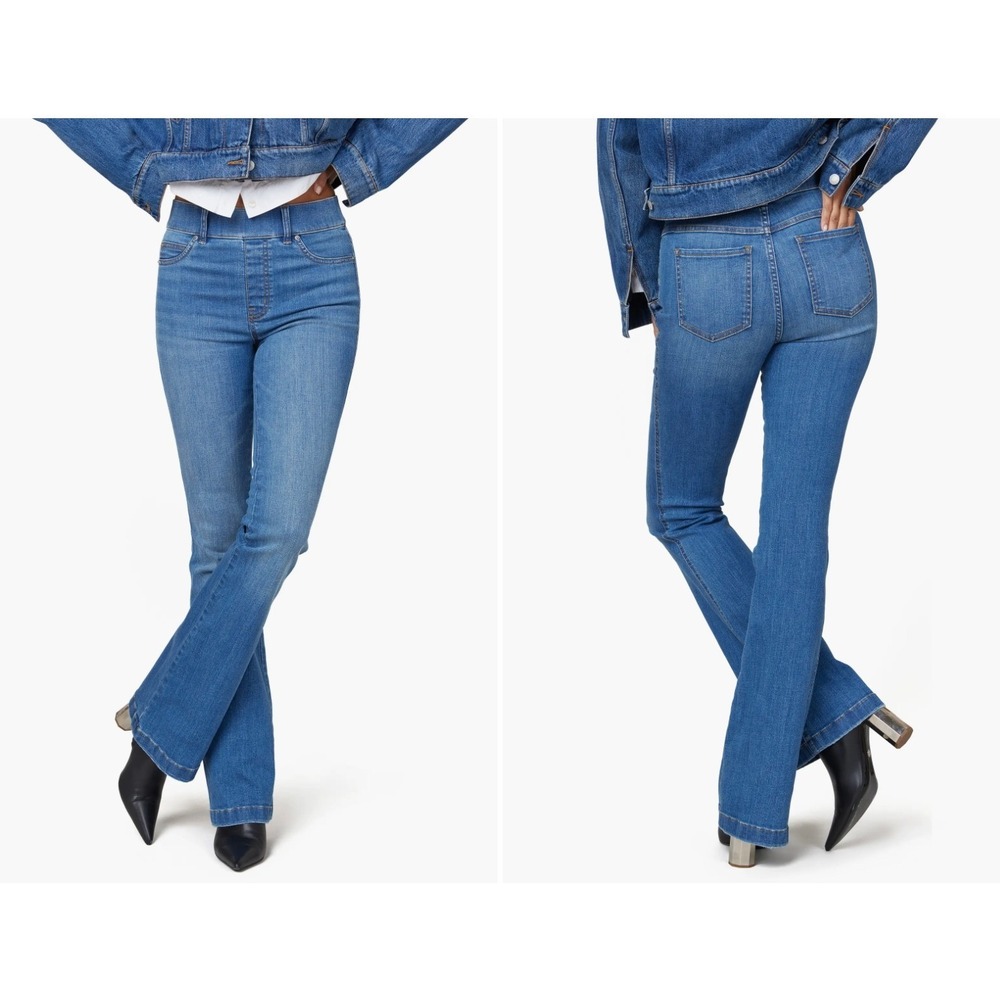 SPANX Flare Leg Pull-On Jeans Medium Wash Denim Blue Medium